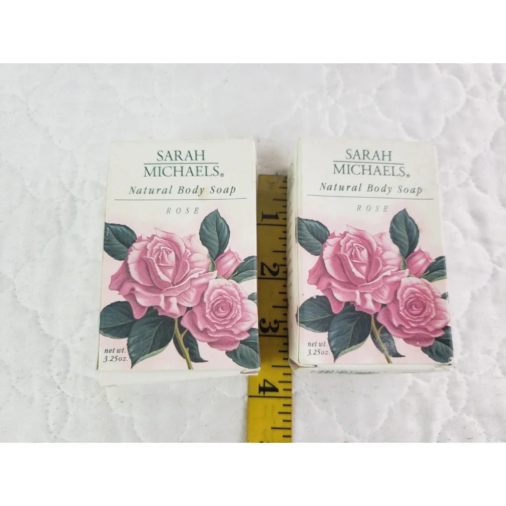Vintage Sarah Michaels Rose Soap Bar Natural Body Discontinued 3.25 Oz Lot of 2